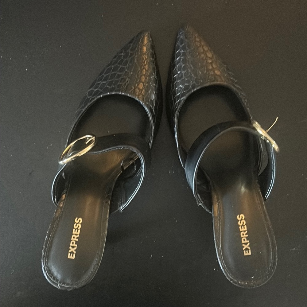 Express Black Quilted Mules